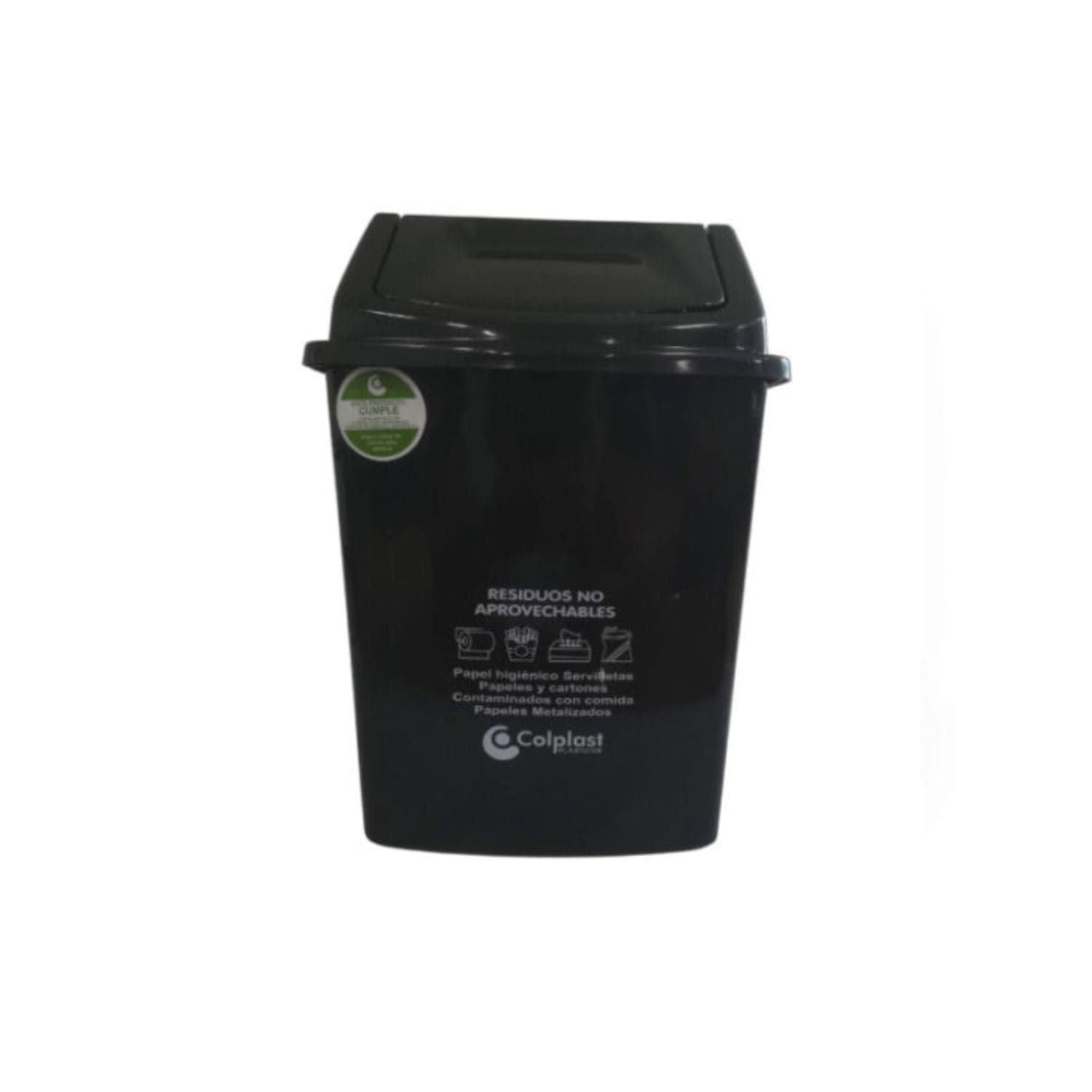 Papelera Vaiven Negra 10 Litros / Colplast