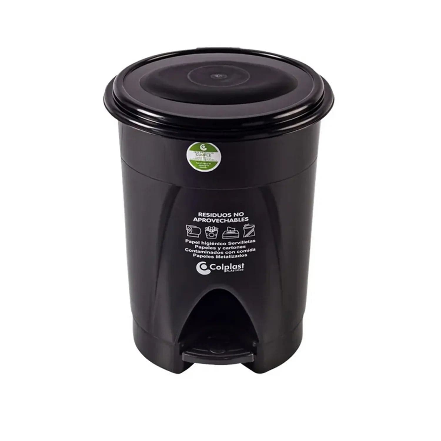 Papelera Pedal Redonda 25 Litros Negra / Colplast