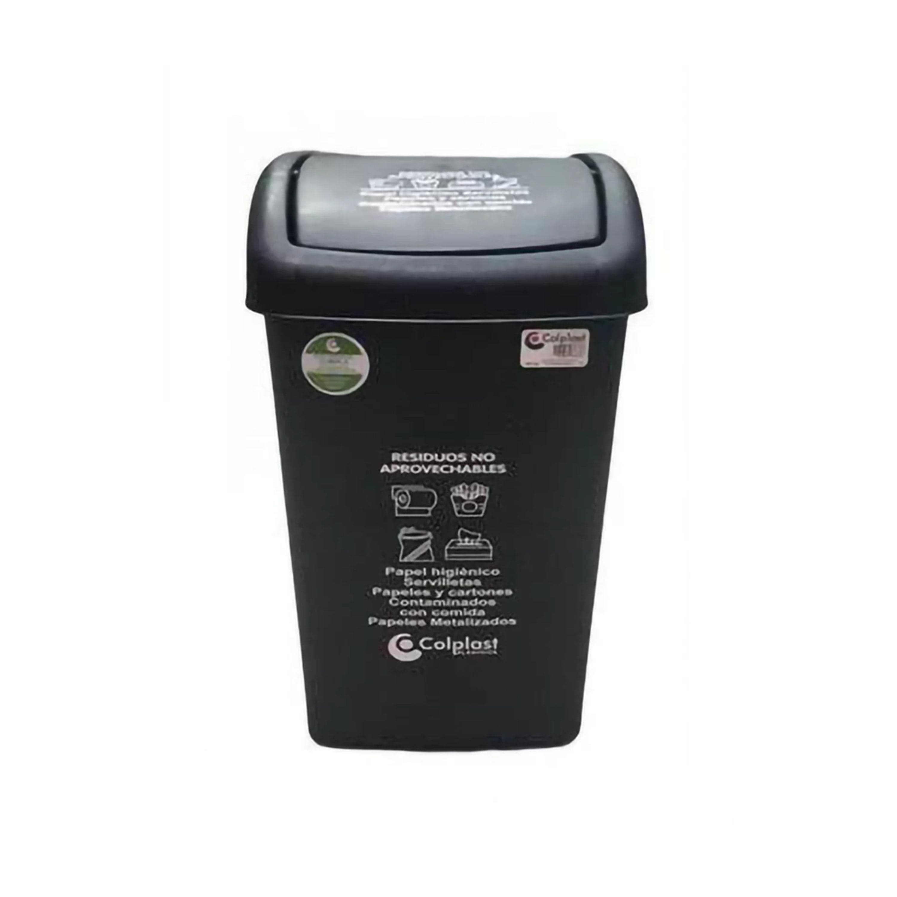 Papelera Plana 36 Litros Negro / Colplast
