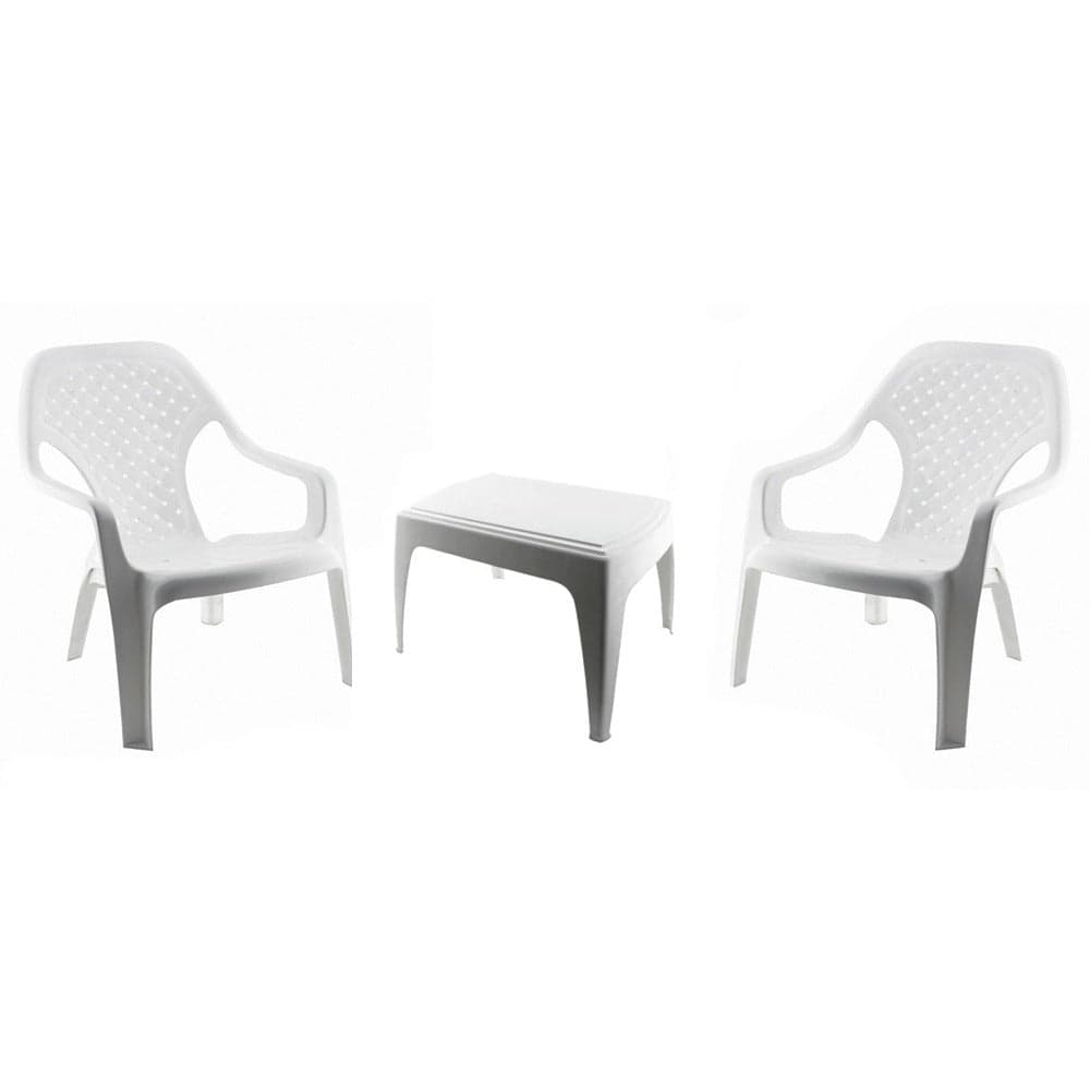 Combo 2 Sillas Playeras + Mesa de Centro Blanca / Rimax
