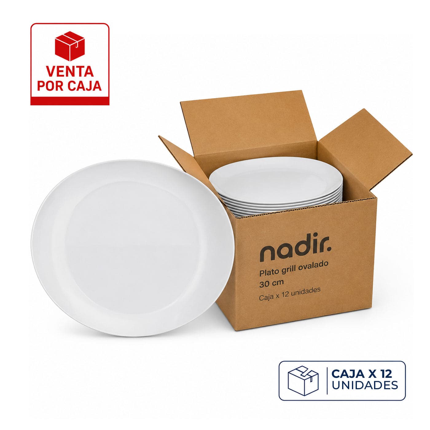 Caja x 12 Platos Grill 30 cm Menú Opaline / Nadir