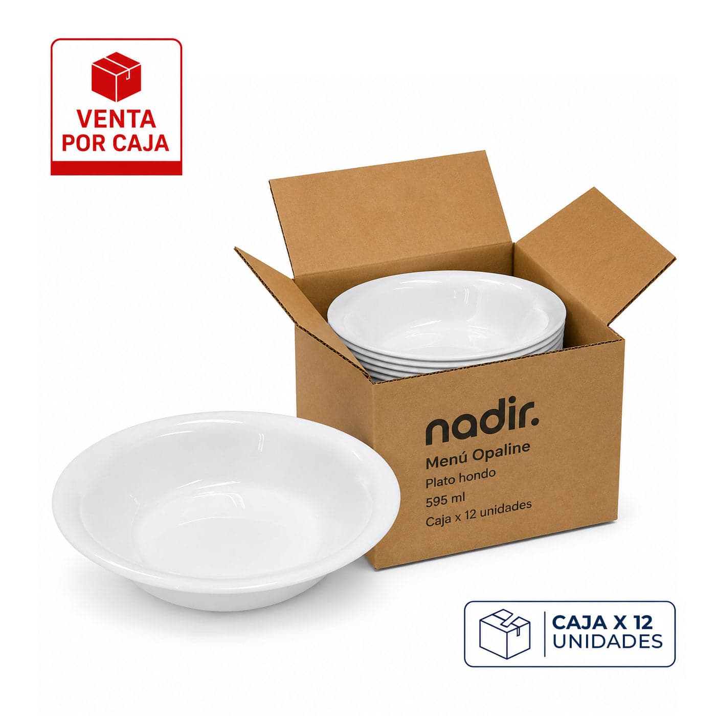 Caja x 12 Platos Hondos 595 ml Menú Opaline / Nadir