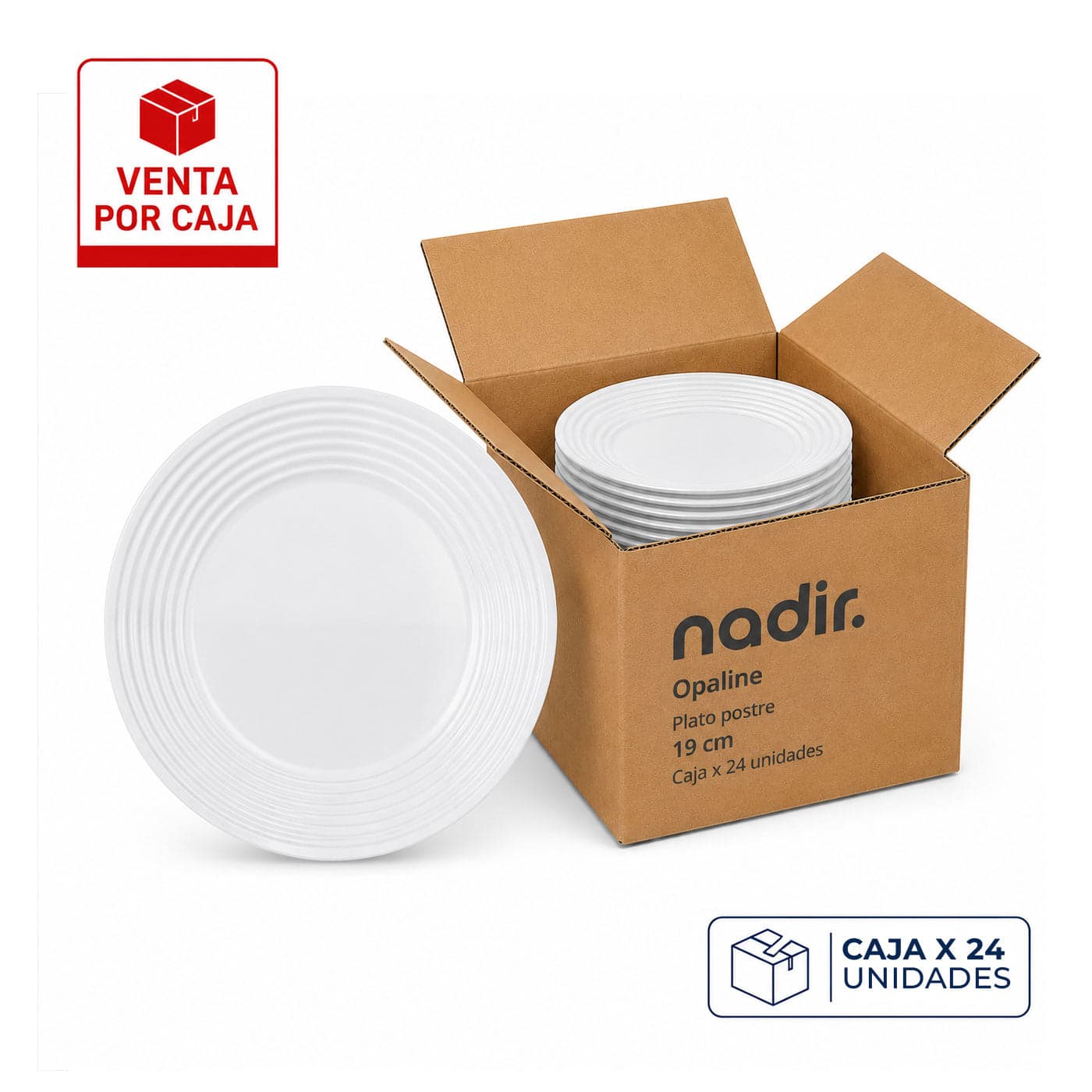 Caja x 24 Platos Postre 19 cm Saturno Opaline / Nadir
