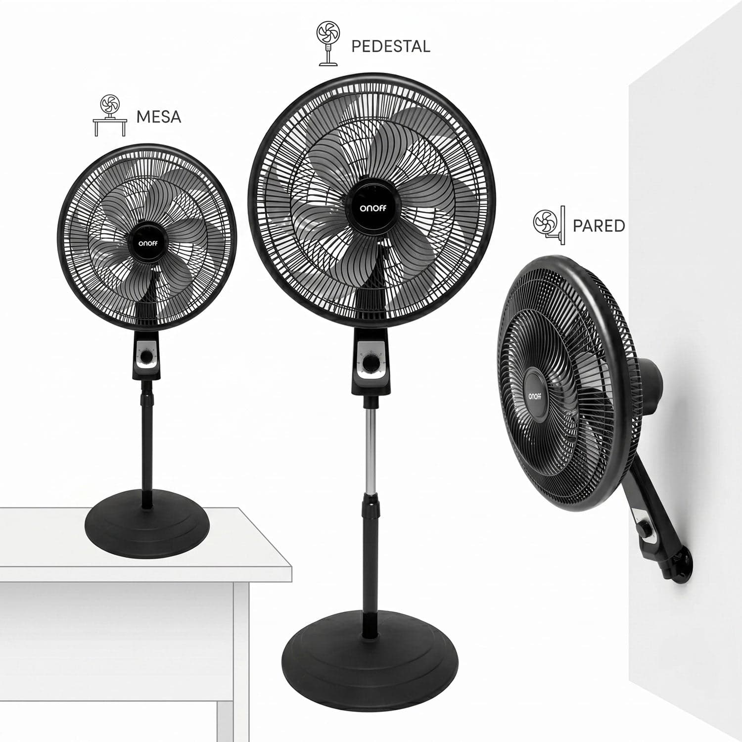 Ventilador 3 en 1 Negro / OnOff