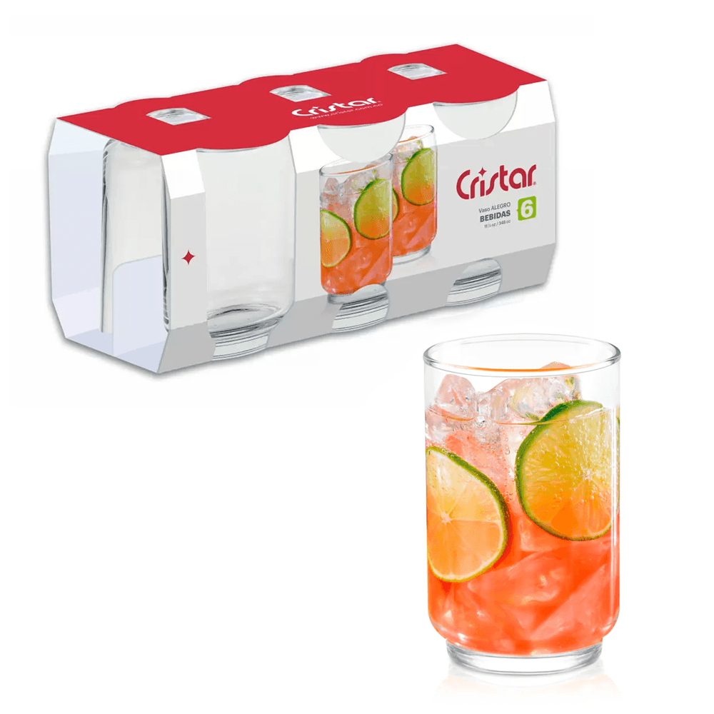 Set x 6 Vasos Alegro Bebidas 348 ml / Cristar