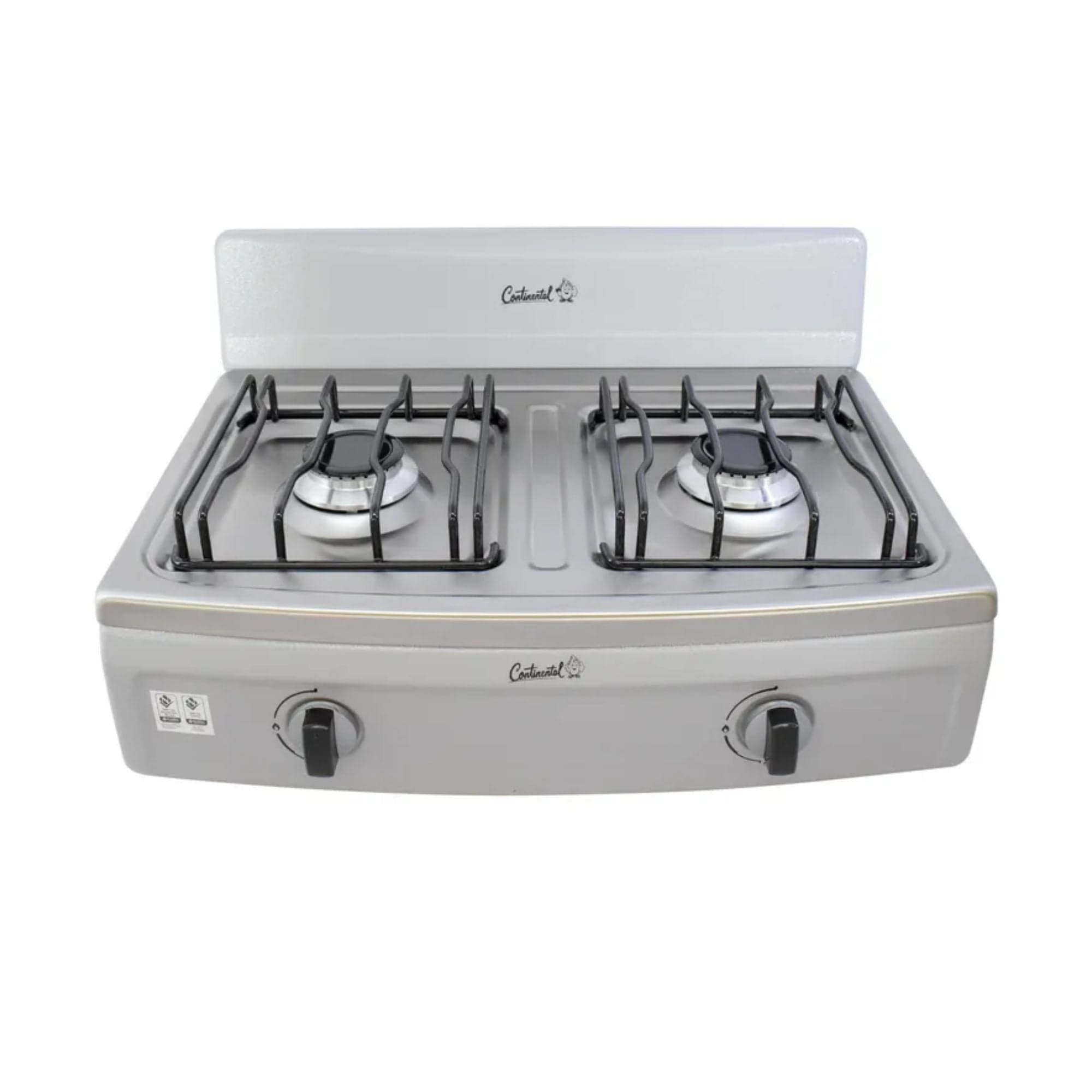 Estufa de Mesa Gas Propano 2 Puestos Gris Acero Inoxidable / Continental