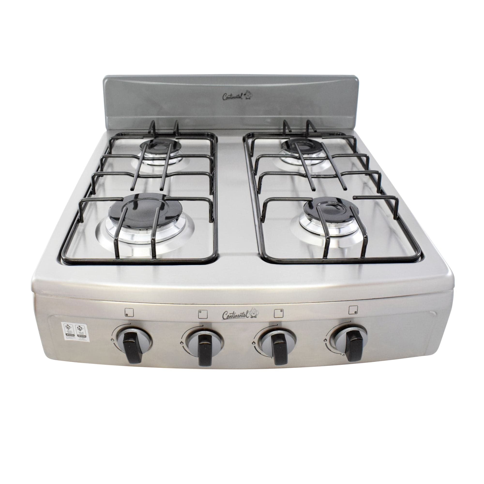 Estufa de Mesa Gas Propano 4 Puestos Gris Acero Inoxidable / Continental