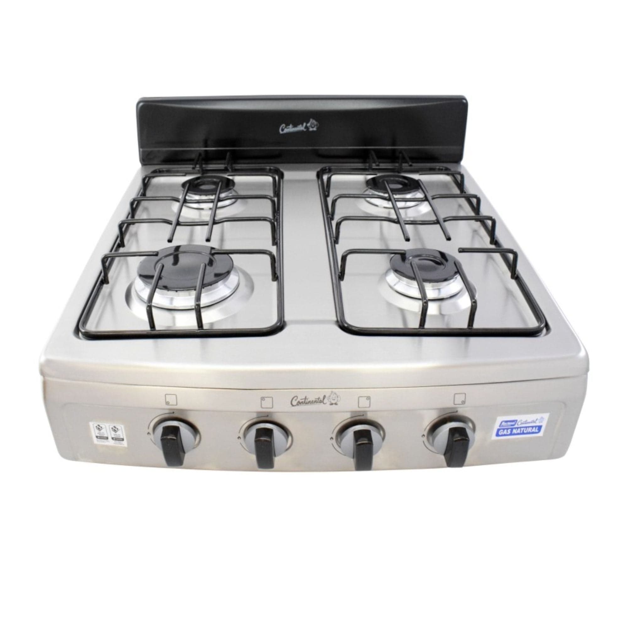 Estufa de Mesa Gas Natural 4 Puestos Negra Acero Inoxidable / Continental
