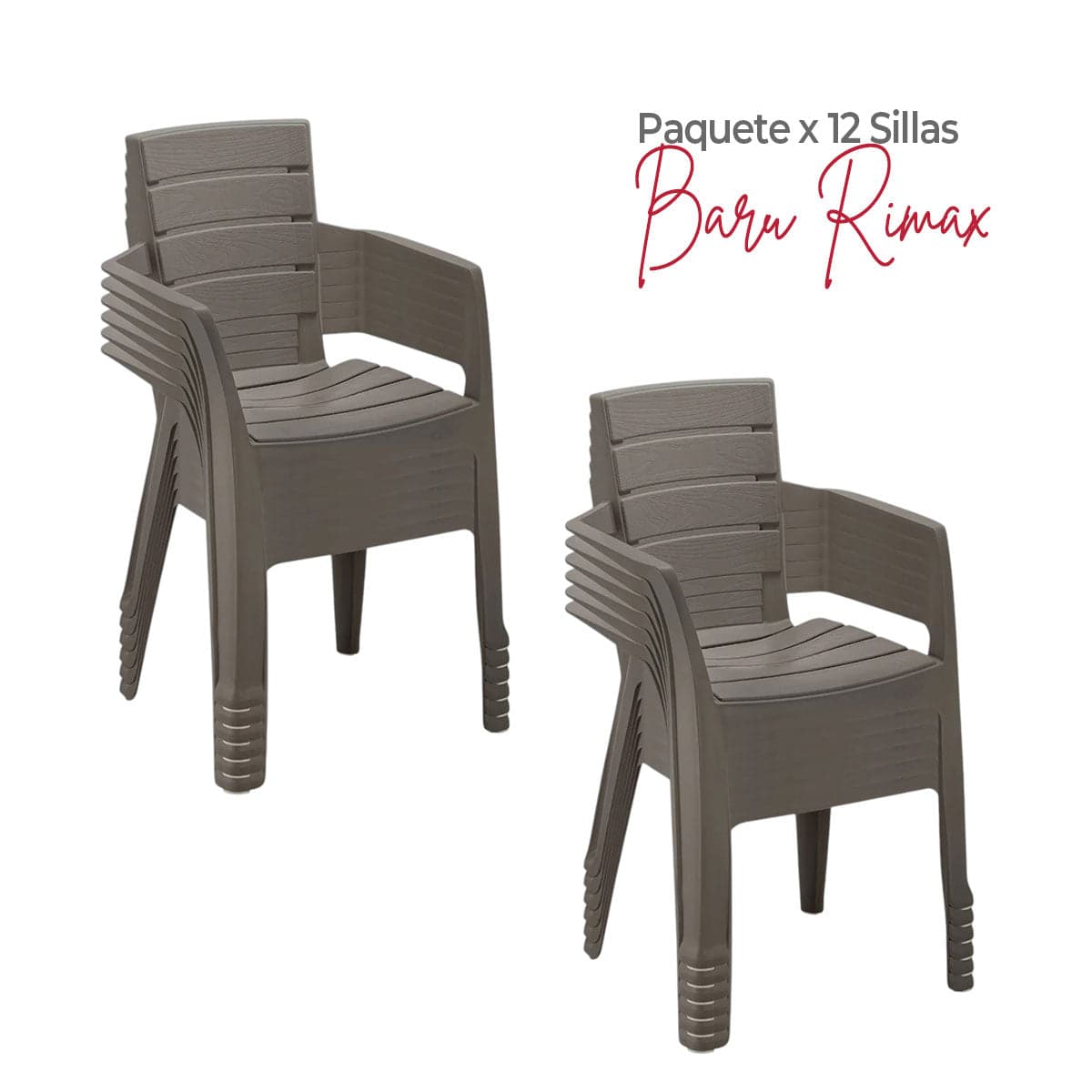 Paquete x 12 Sillas con Brazos Barú Mocca / Rimax