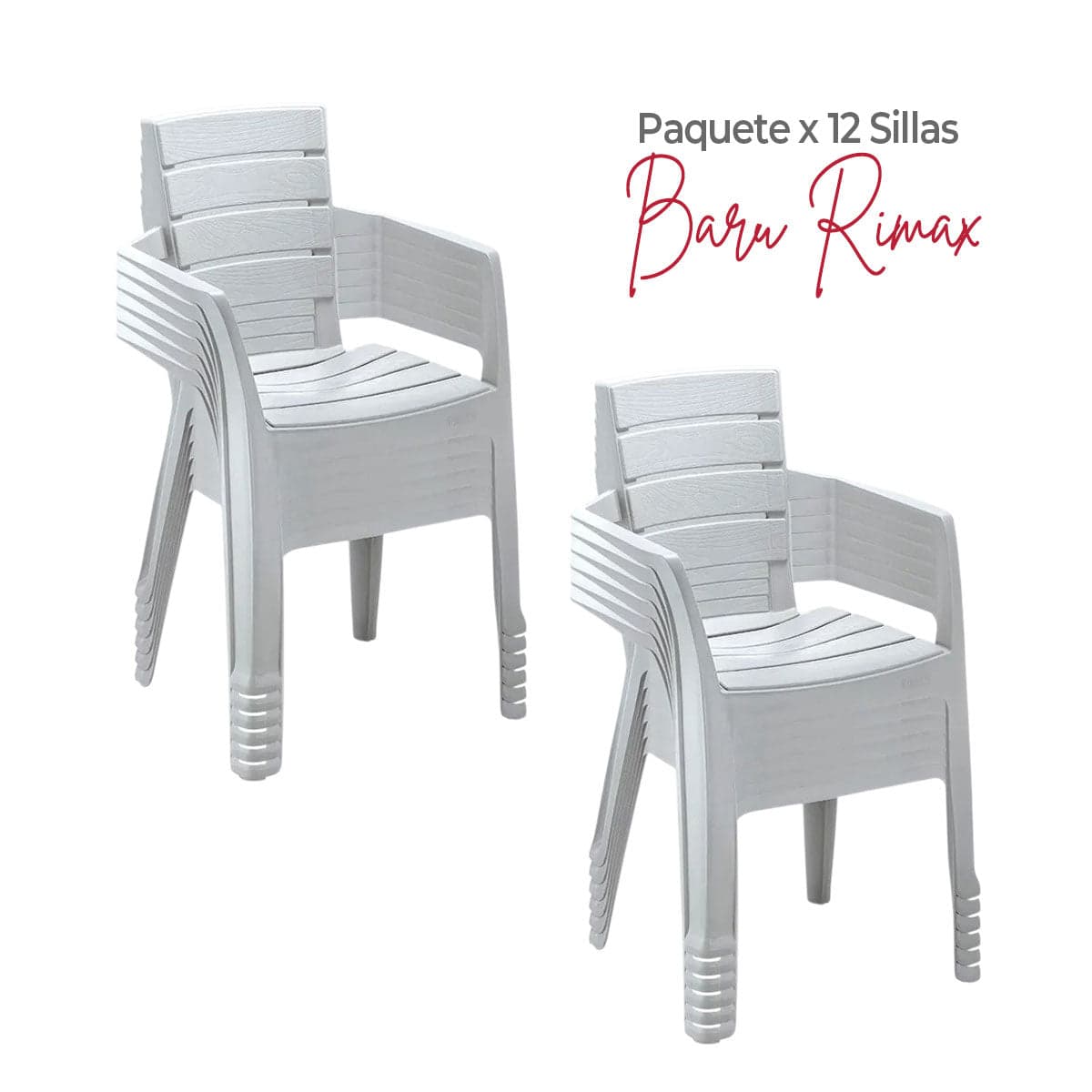 Paquete x 12 Sillas con Brazos Barú Gris Hielo / Rimax