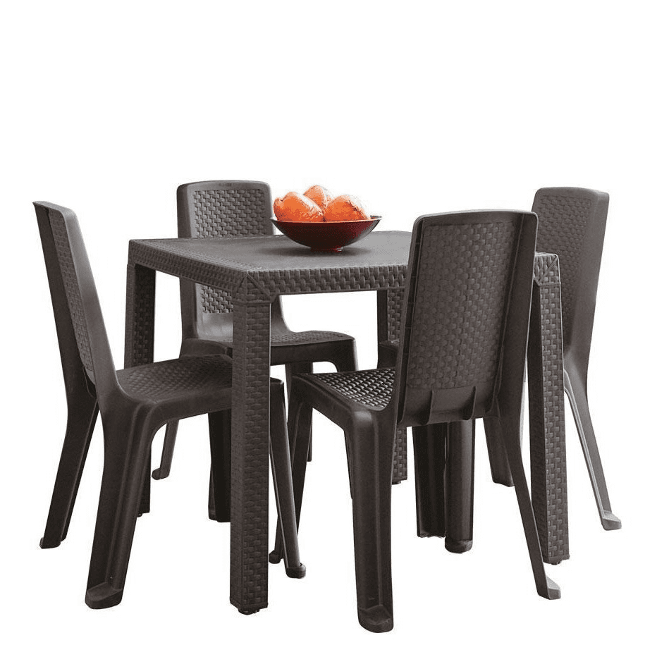 Combo Eterna Mesa + 4 Sillas sin Brazos Wengue / Rimax