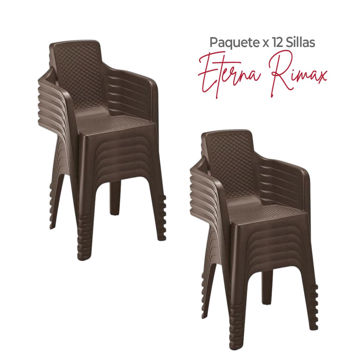 Paquete x 12 Sillas con Brazos Eterna Wengue / Rimax