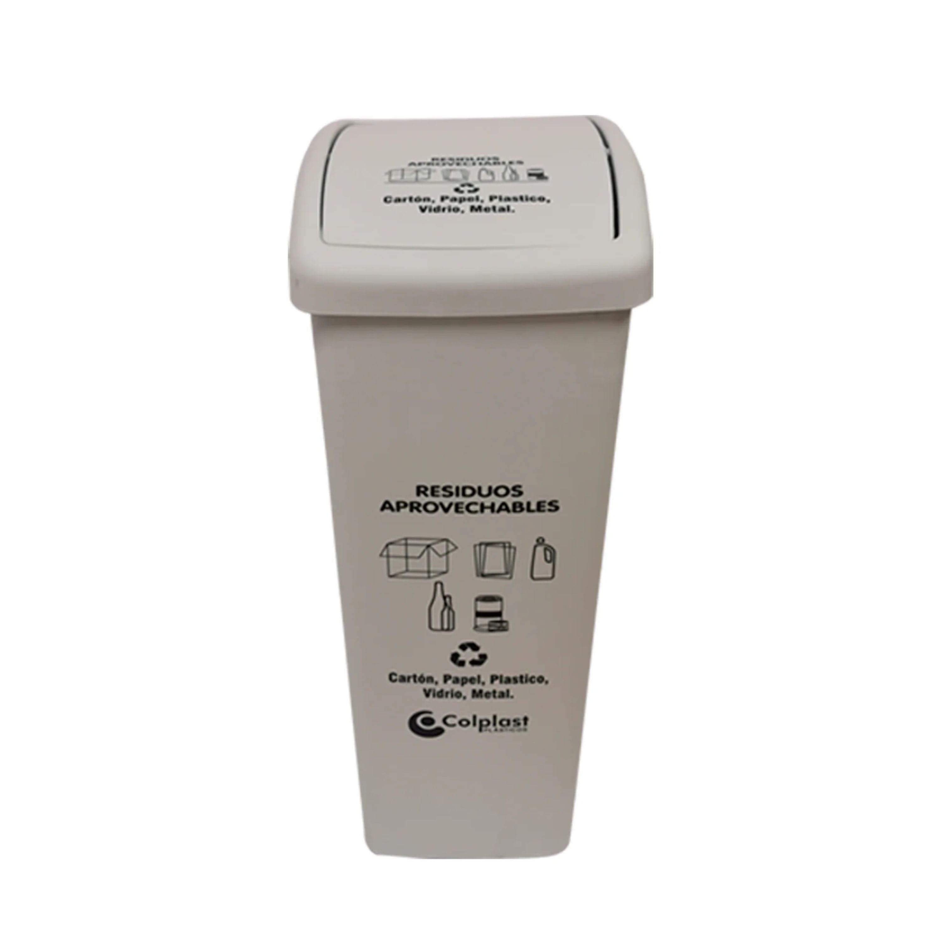Papelera Plana 55 Litros Blanco / Colplast