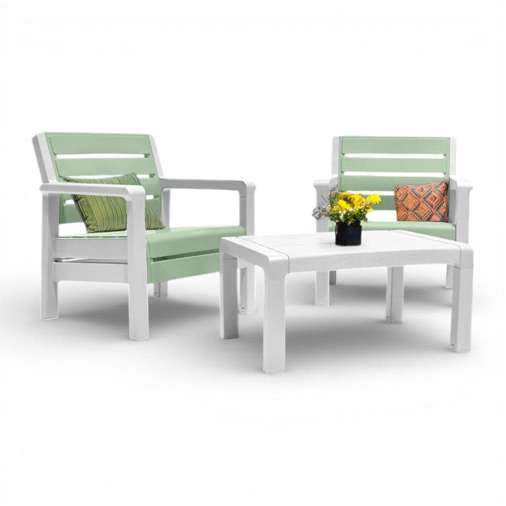Combo Balcón: 2 Sillones + Mesa Gris Verde Salvia / Rimax
