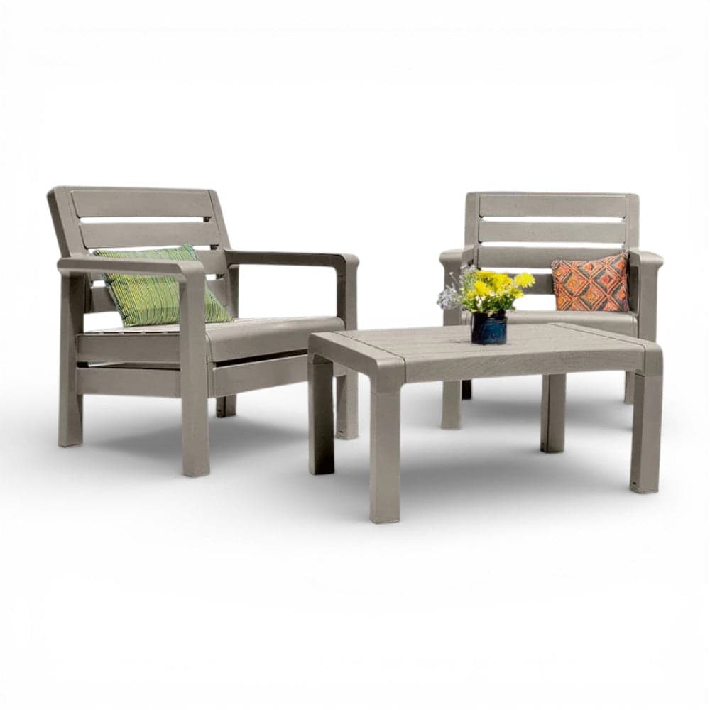 Combo Balcón: 2 Sillones + Mesa Gris Cemento / Rimax