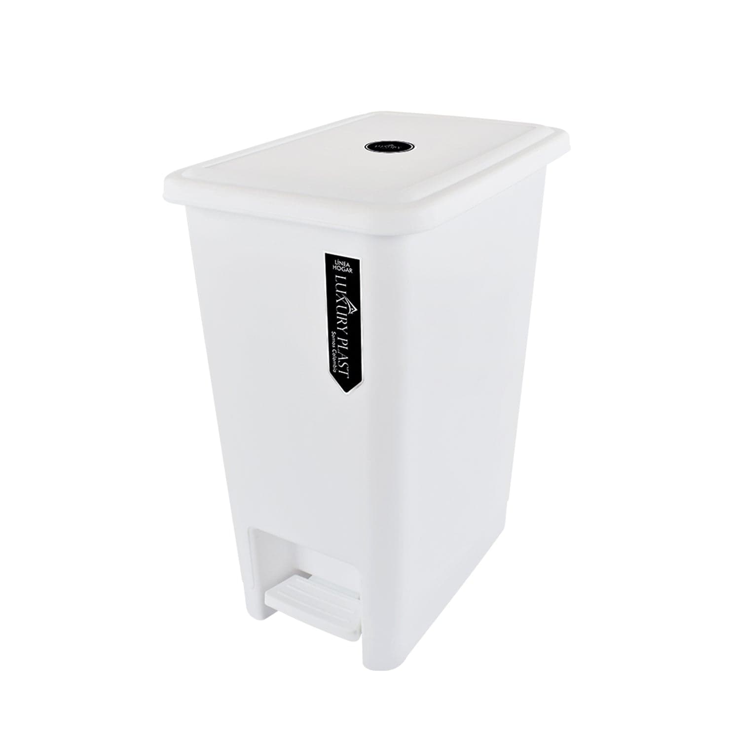 Papelera Pedal Cuadrada 12 litros Blanco / Luxury Plast