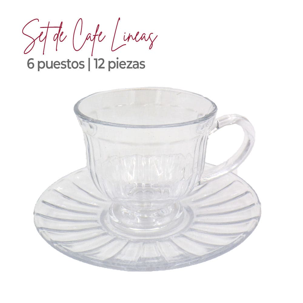 Set de Café en Vidrio 12 Piezas Líneas / Haus