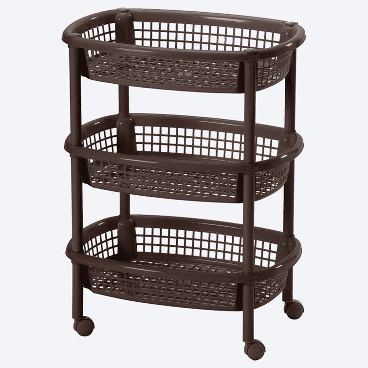 Canasta Móvil Ovalada Wengue 3 Niveles / Rimax