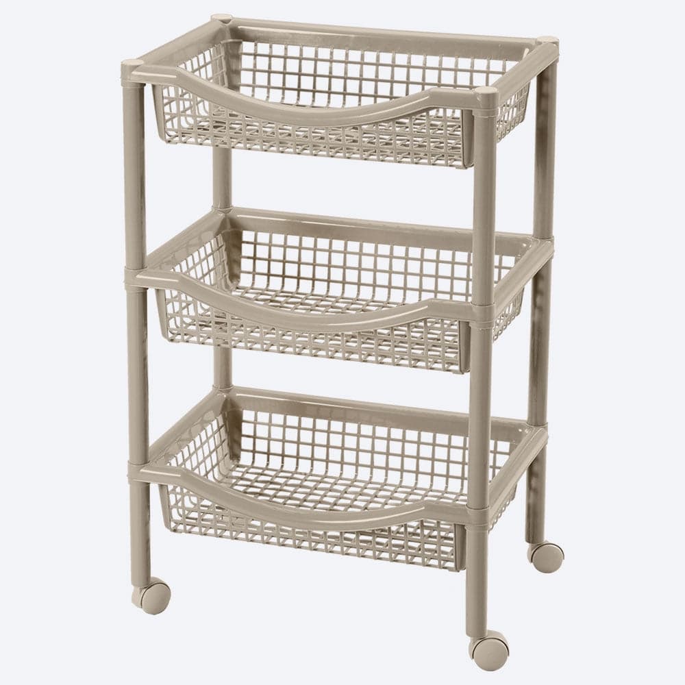 Canasta Móvil Rectangular de 3 Niveles Beige / Rimax