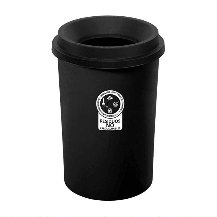Papelera EVO Manejo de Residuos 50 Lts Negro / Rimax