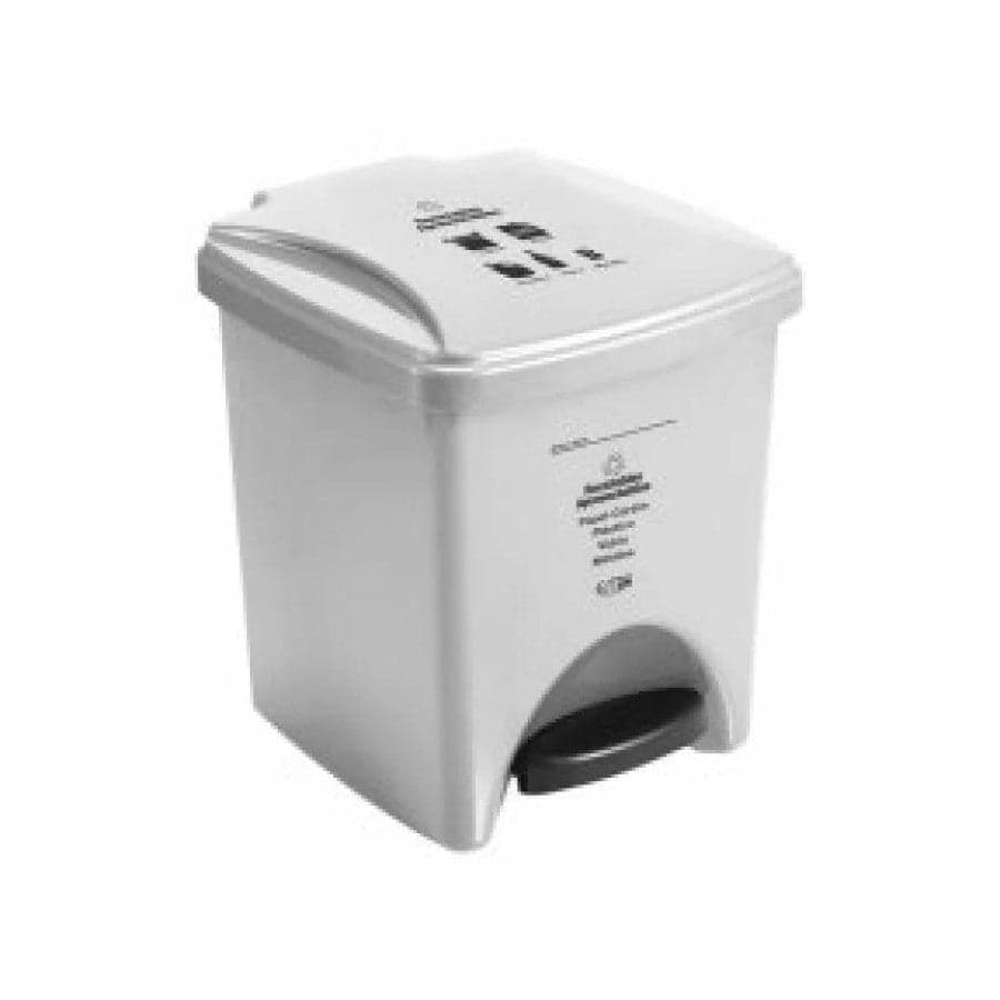Papelera Clásica Pedal 20 Litros Blanco con Logo / Estra