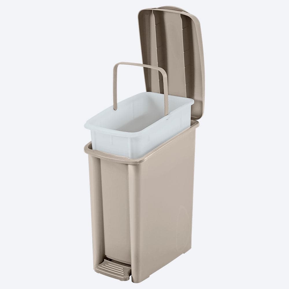 Basurero de Pedal Delgado 10 Litros Taupe / Rimax
