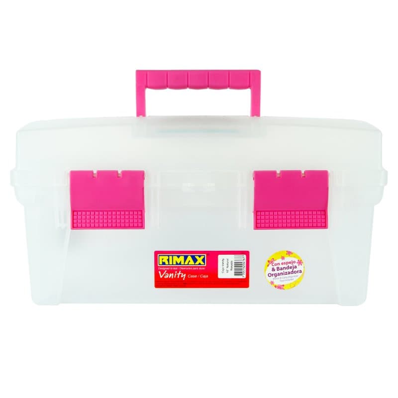 Caja de Herramientas 16" con Tapa Organizadora Natural Fucsia Vanity/ Rimax